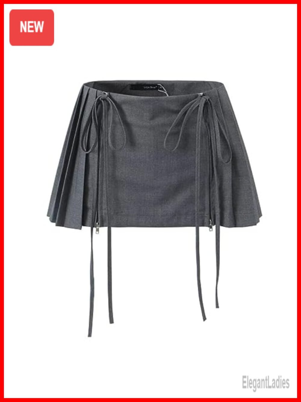 Pleated Mini Skort with Built-in Shorts Low Rise Zipper Closure